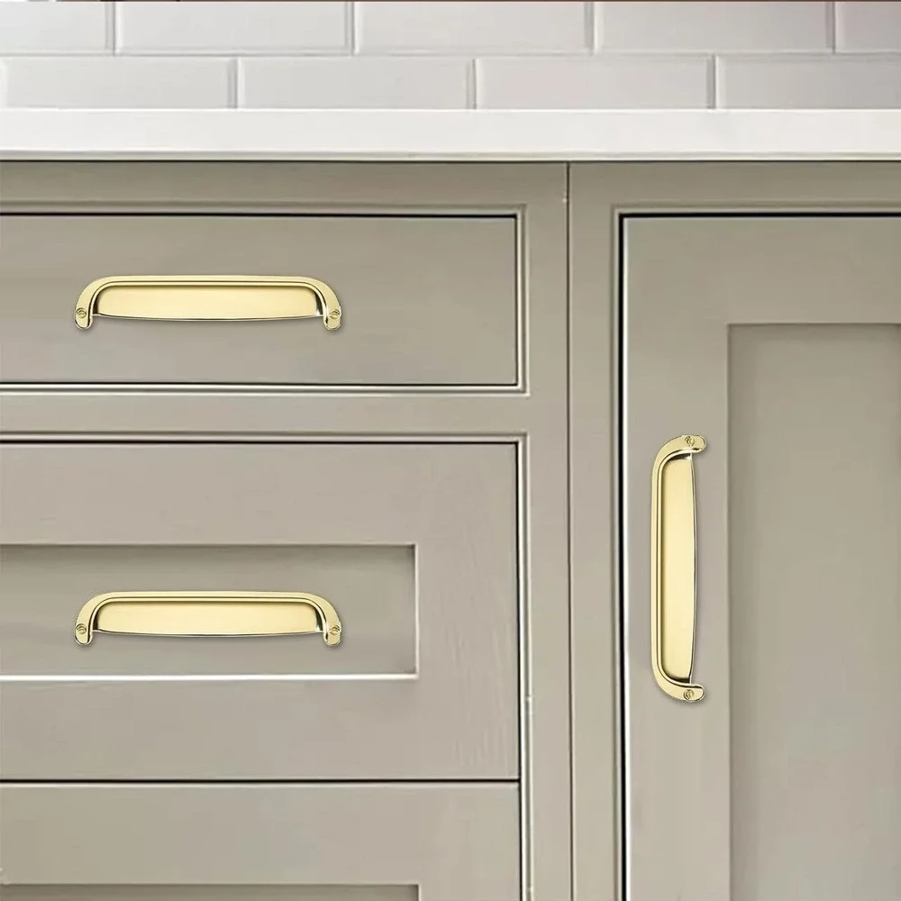 10‎ Pack 64mm Retro Polished Brass Gold Bin Cup Drawer Pulls Cabinet Handles